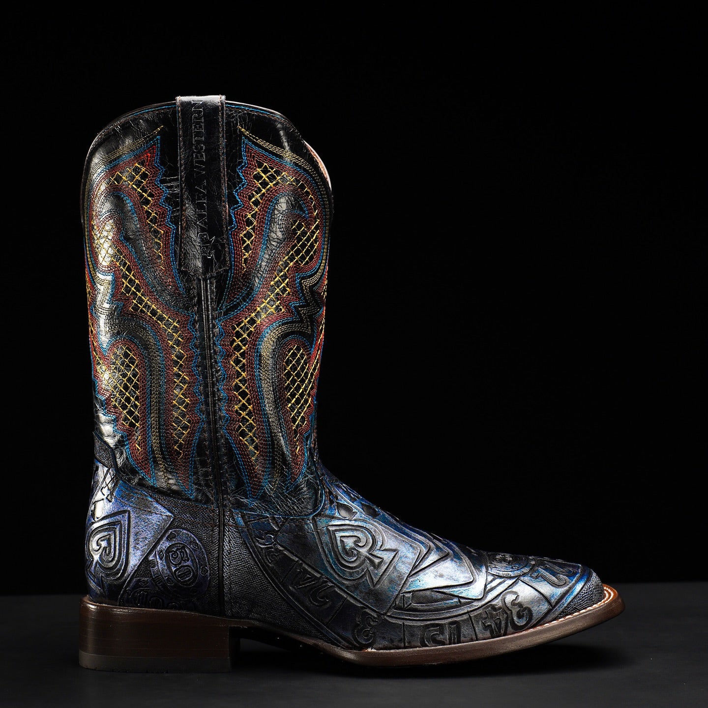 Blue Flush carved high cowboy boots