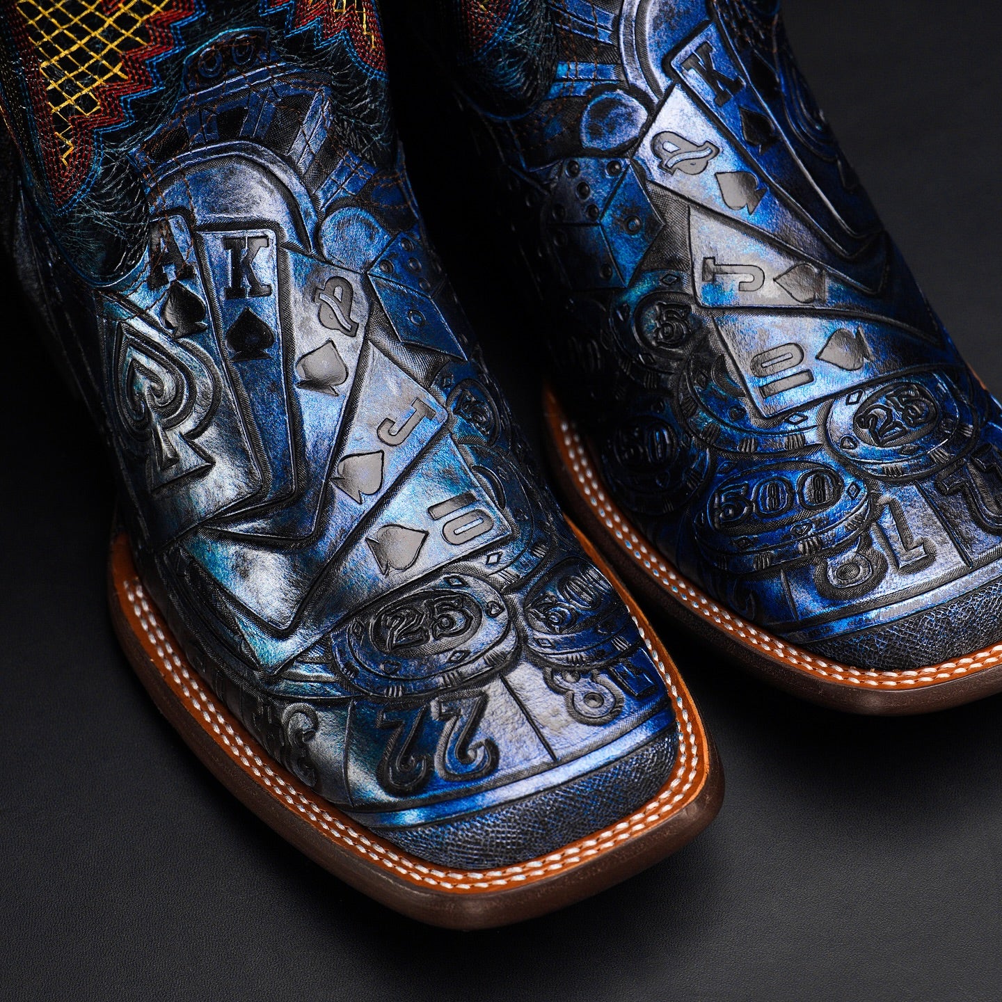 Blue Flush carved high cowboy boots