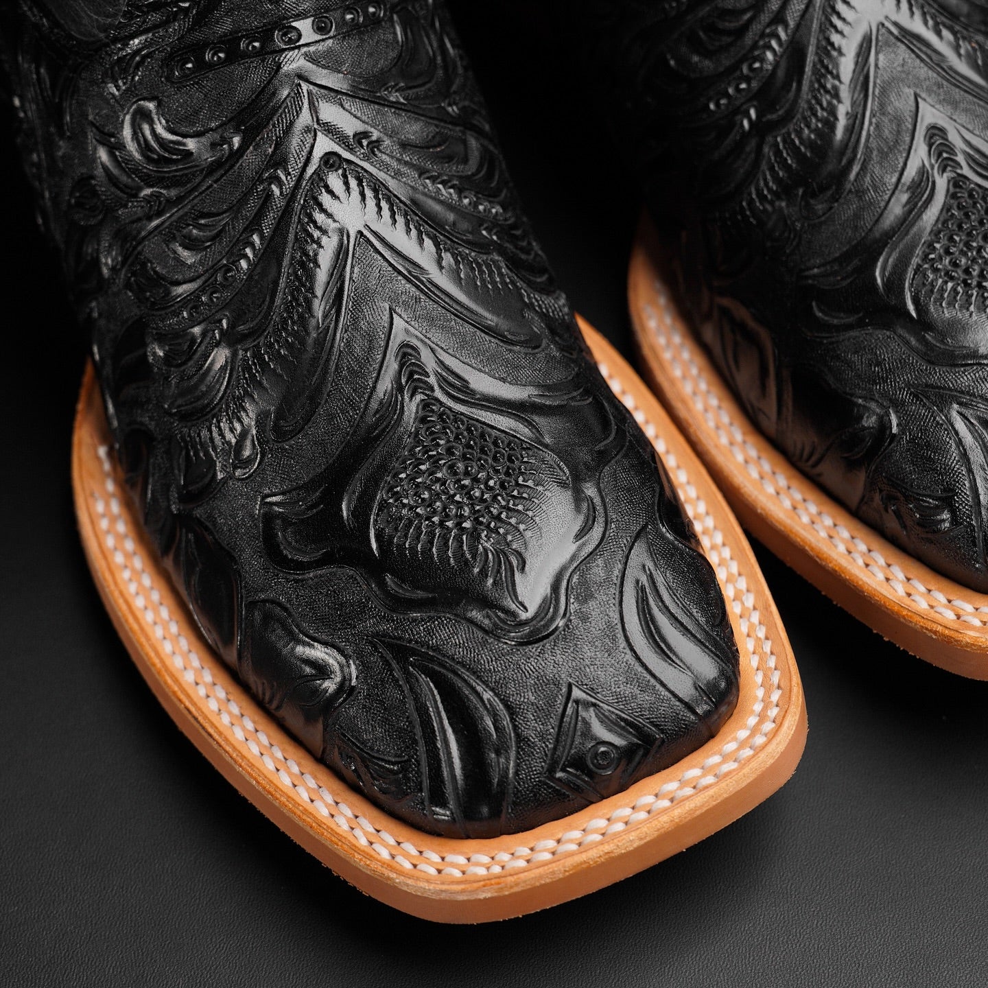 Black carved cowboy boots