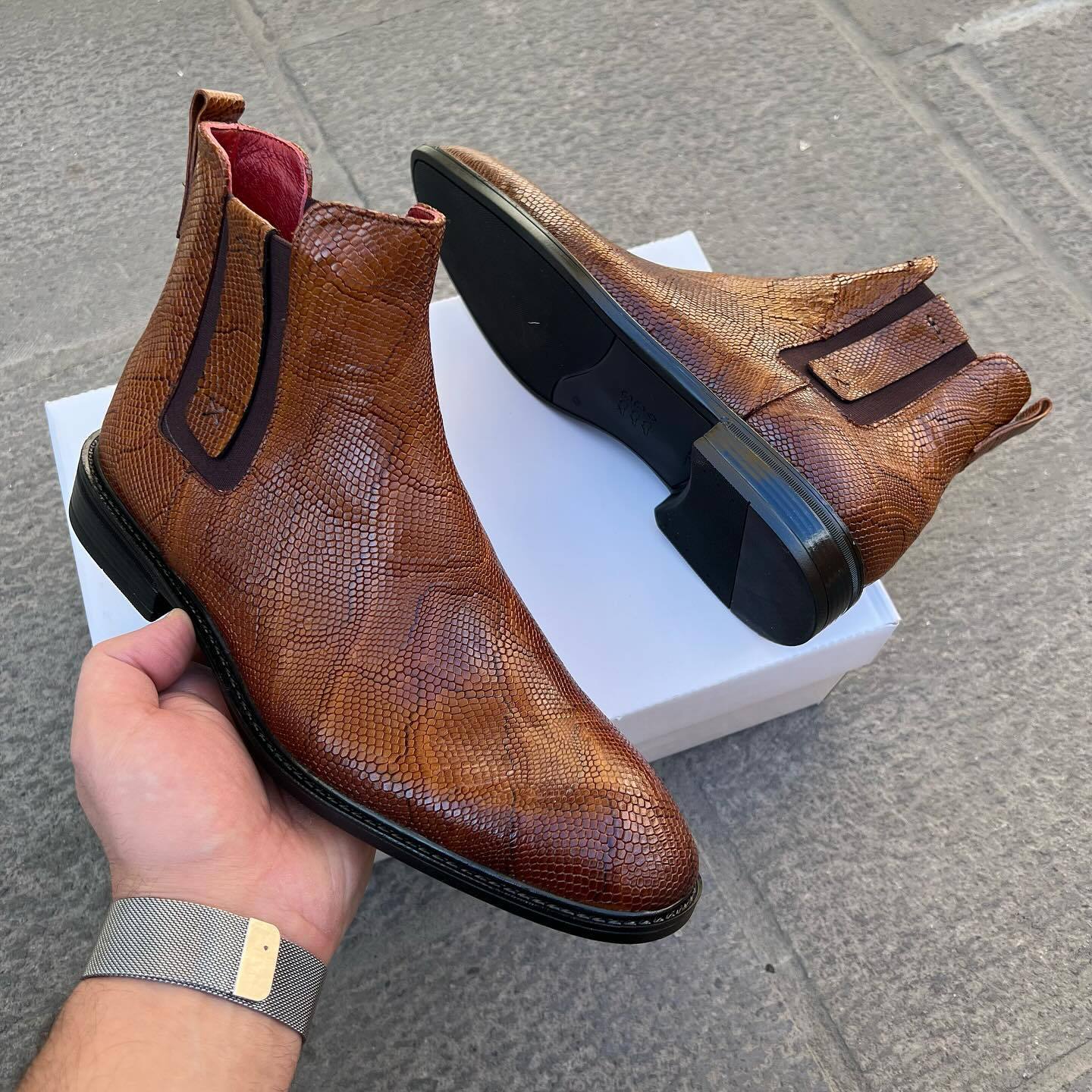 Python patterned casual Martin boots