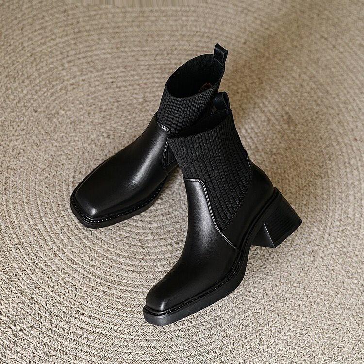 Italian handmade cowhide stretch women's boots