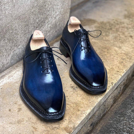 Dark blue gradient leather shoes
