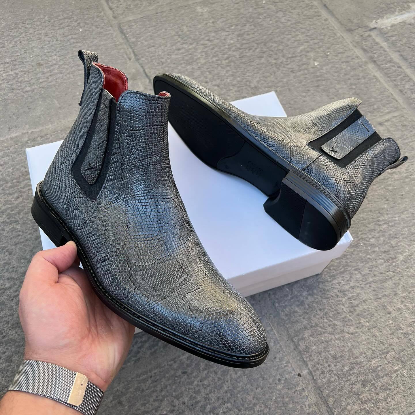 Python patterned casual Martin boots