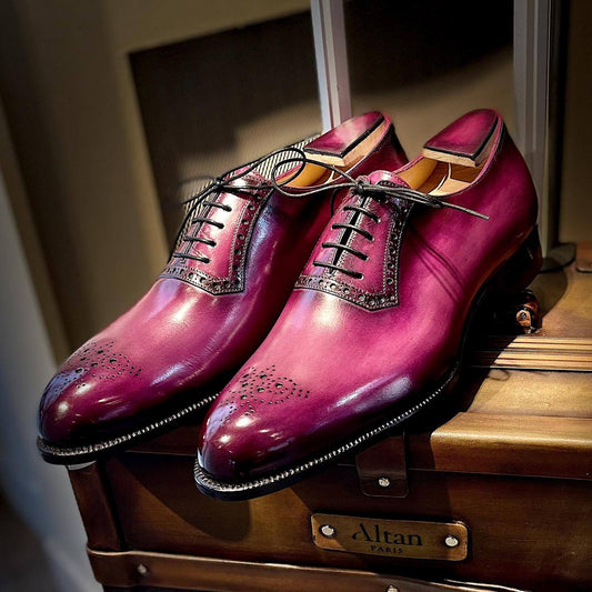 Pink Gradient Italian Gentleman Wedding Leather Shoes