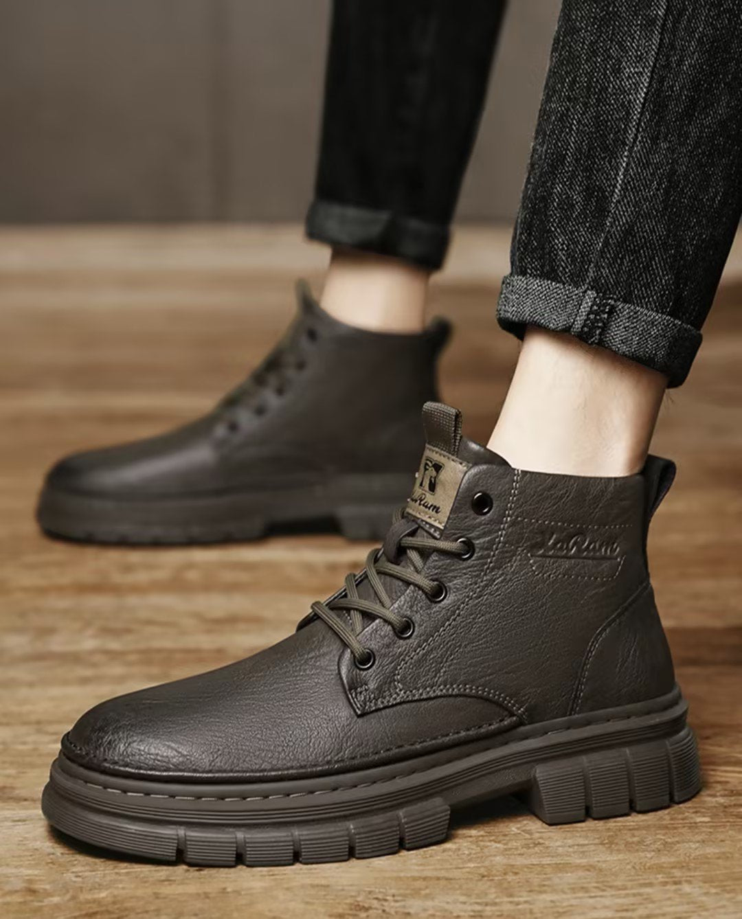 Lace-up casual velvet martin boots