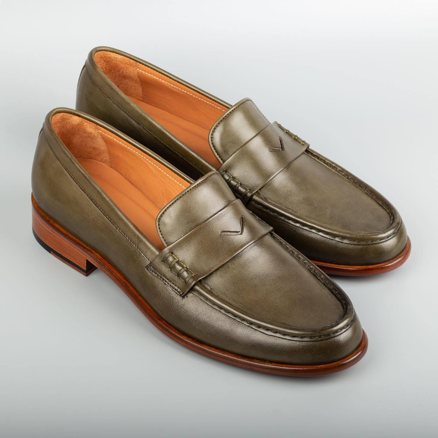 Dark green Italian handmade leather shoes