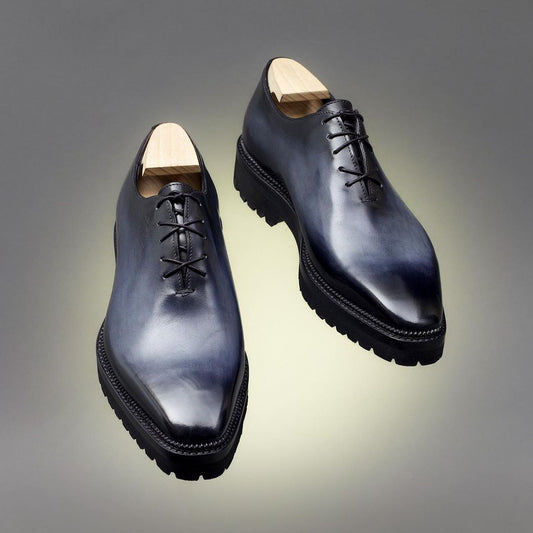 Blue gradient Italian handmade leather shoes