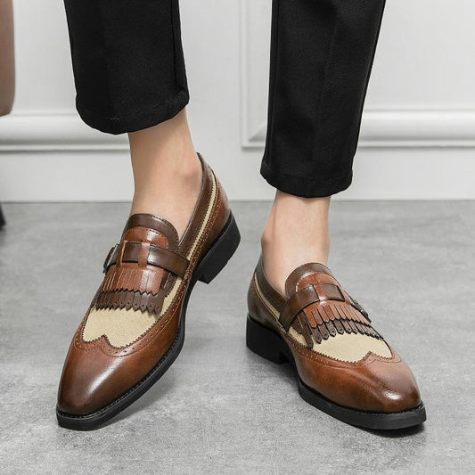 British format leather shoes