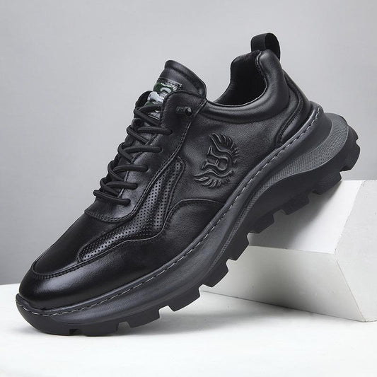 Thick sole pure black thermal correction sports and leisure shoes