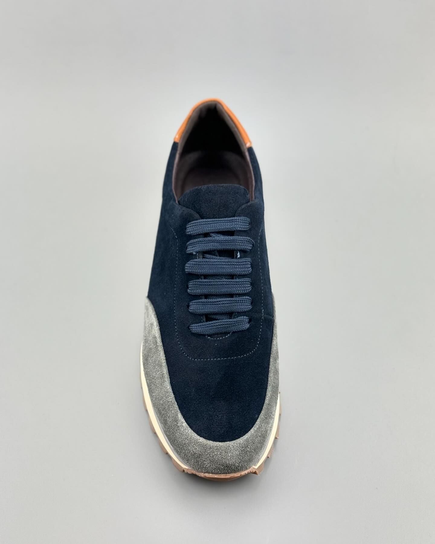 Color block gray blue casual running shoes