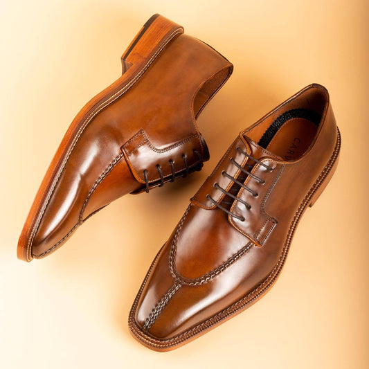 Italian handmade brown coffee leather shoes