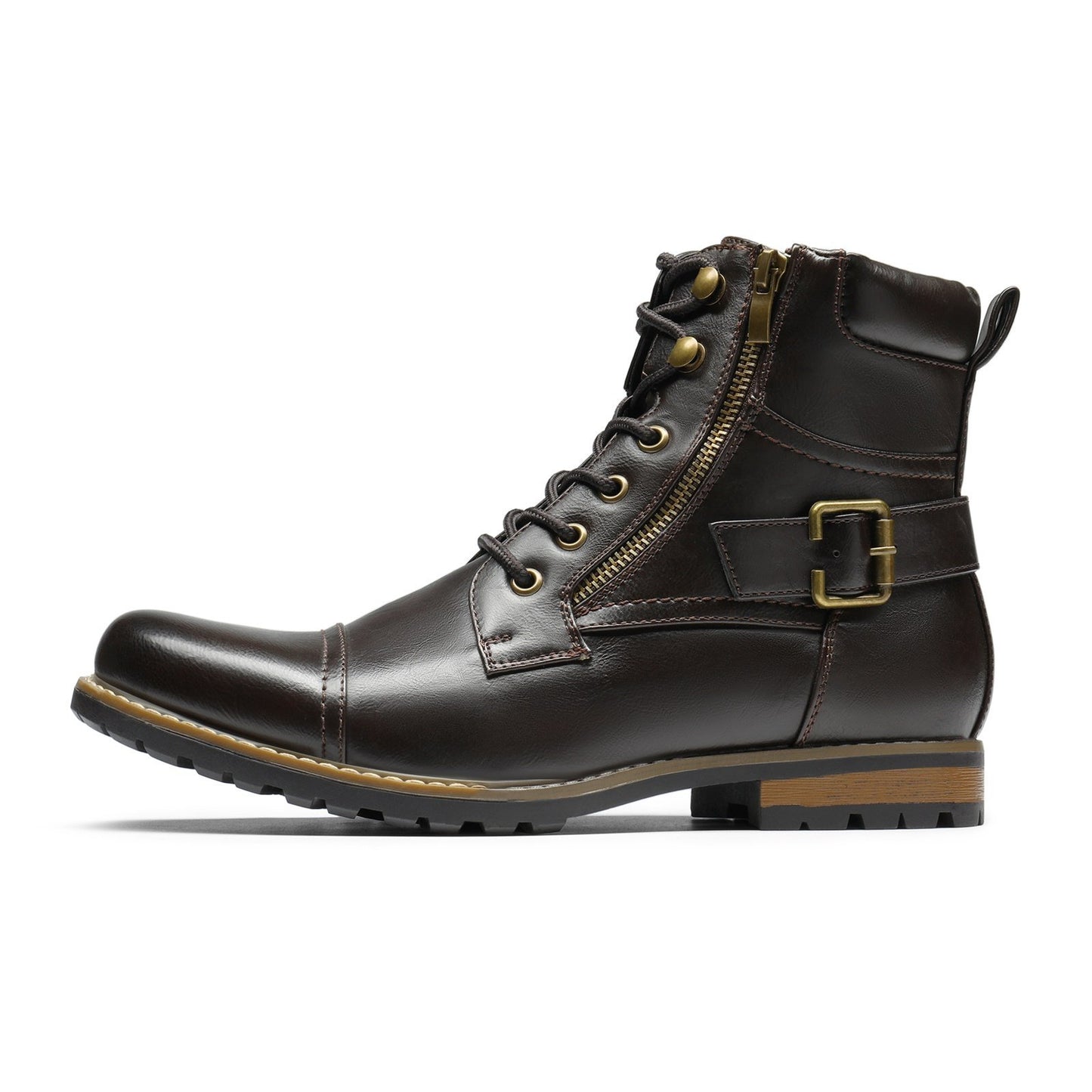 High cut genuine leather men's oversized breathable leather shoes