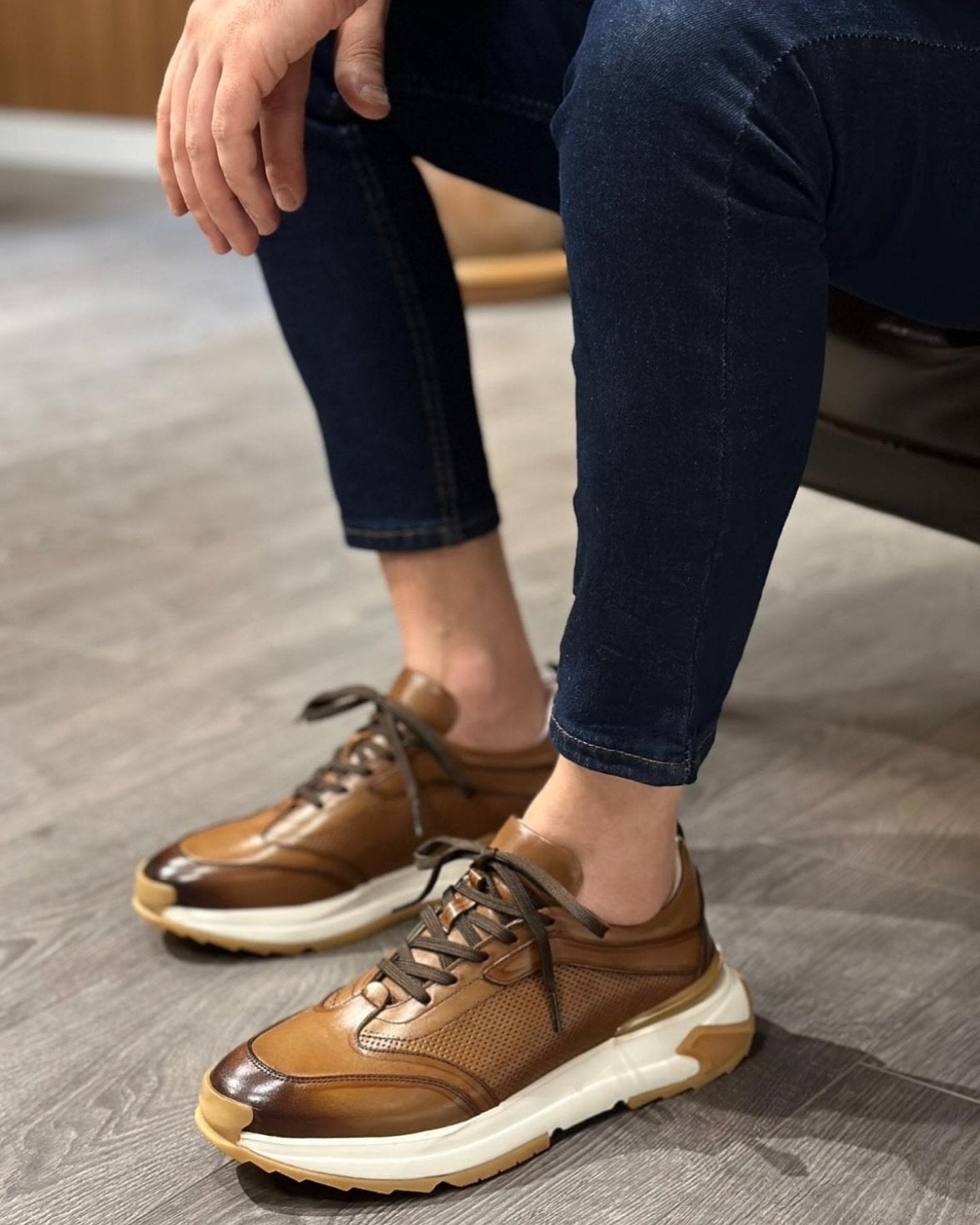 Coffee light brown casual sneakers