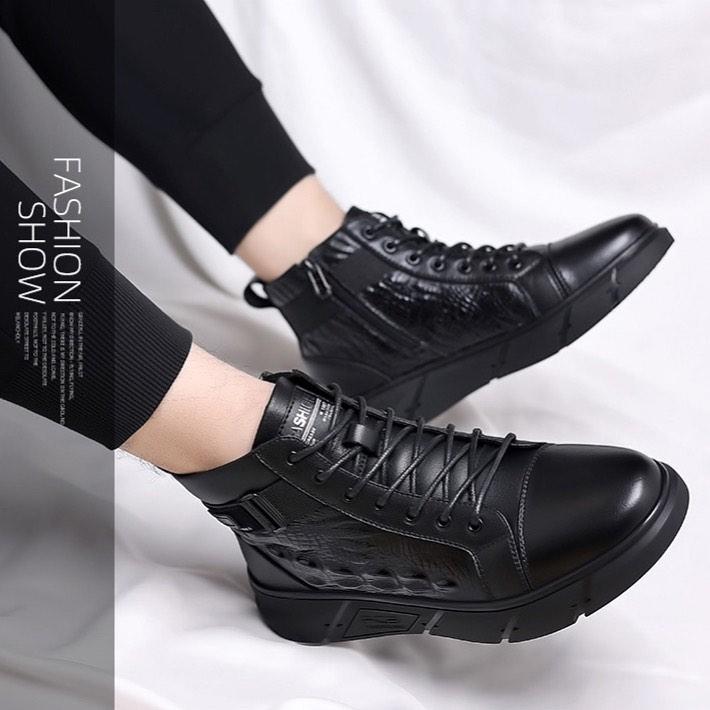 High end crocodile leather loop free lace up leather shoes