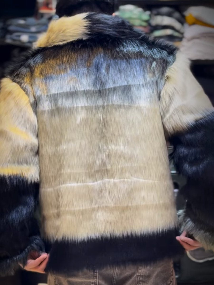 Men's Faux Fur Zip Up Coat