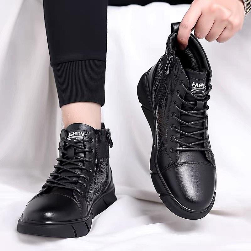 High end crocodile leather loop free lace up leather shoes