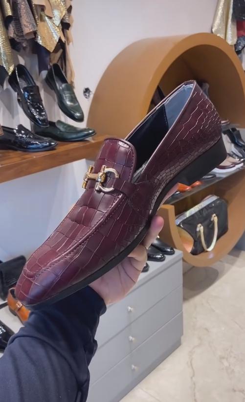 Burgundy Italian handmade high-end leather shoes