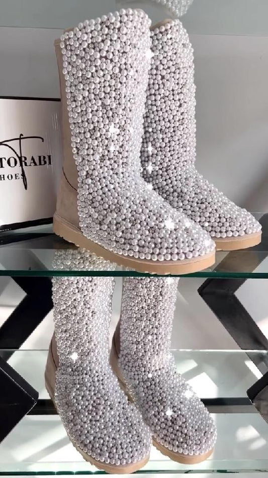 Pearl jewelry boots