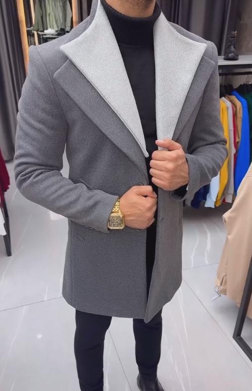 Double collar button-down long coat