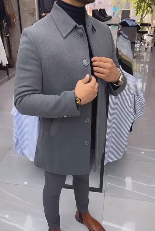 Solid Color Button Trench Coat