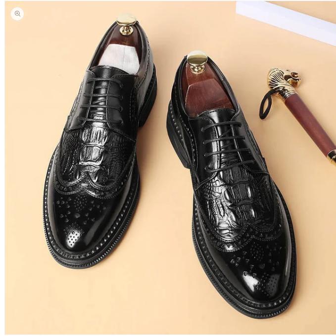 Men's Textured Italian Handmade Leather Shoes