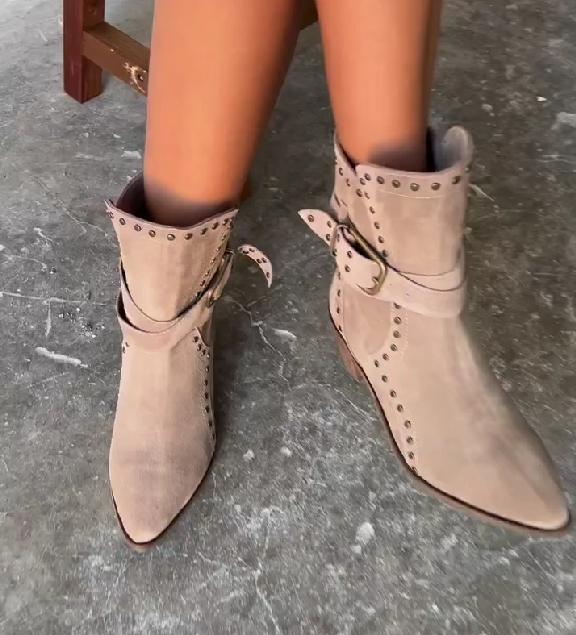 Casual khaki flat bottomed boots