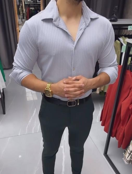 Sporty Striped Cotton Long Sleeve Shirt