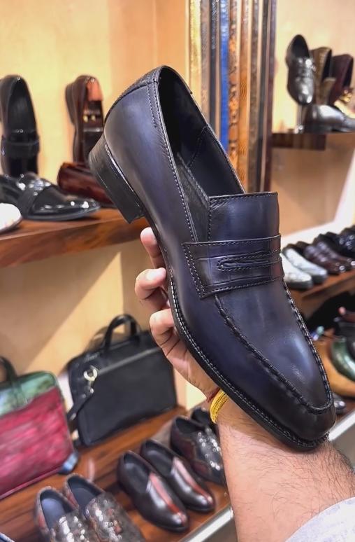 Dark purple Italian handmade leather shoes