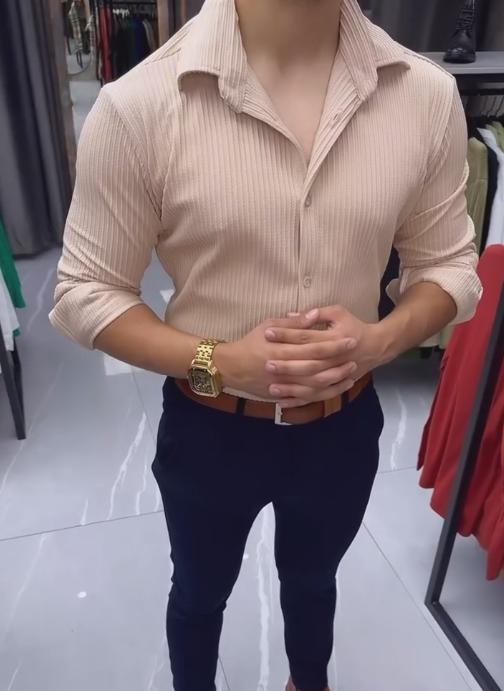 Sporty Striped Cotton Long Sleeve Shirt