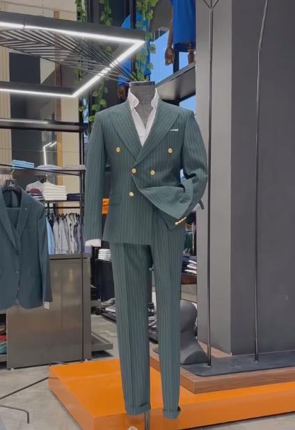 Dark green button wedding casual suit