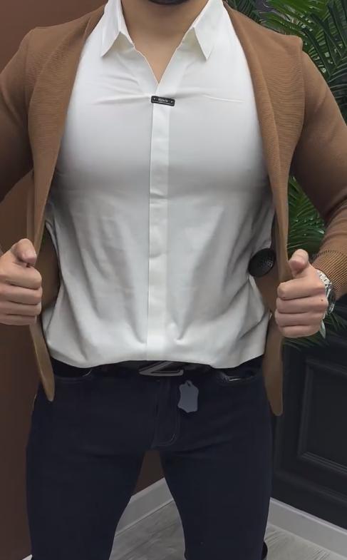 Brown and white two-piece shirt