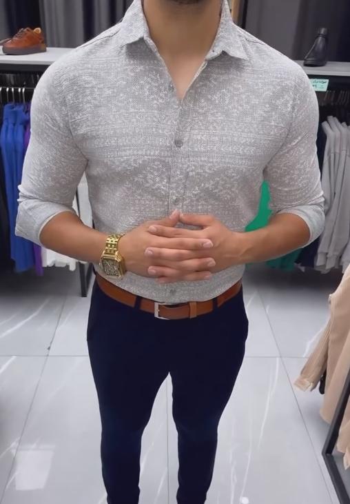 Cotton Grid Long Sleeve Shirt