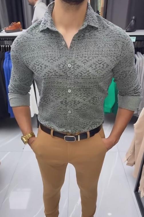 Cotton Grid Long Sleeve Shirt