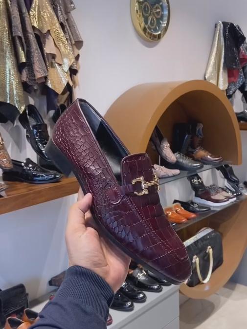 Burgundy Italian handmade high-end leather shoes