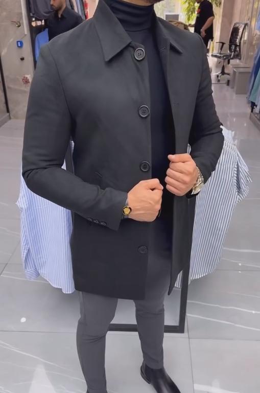 Solid Color Button Trench Coat