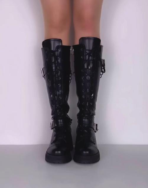Chain tie elastic long boots