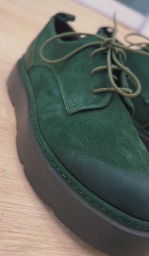 Dark green Italian elegant leather shoes