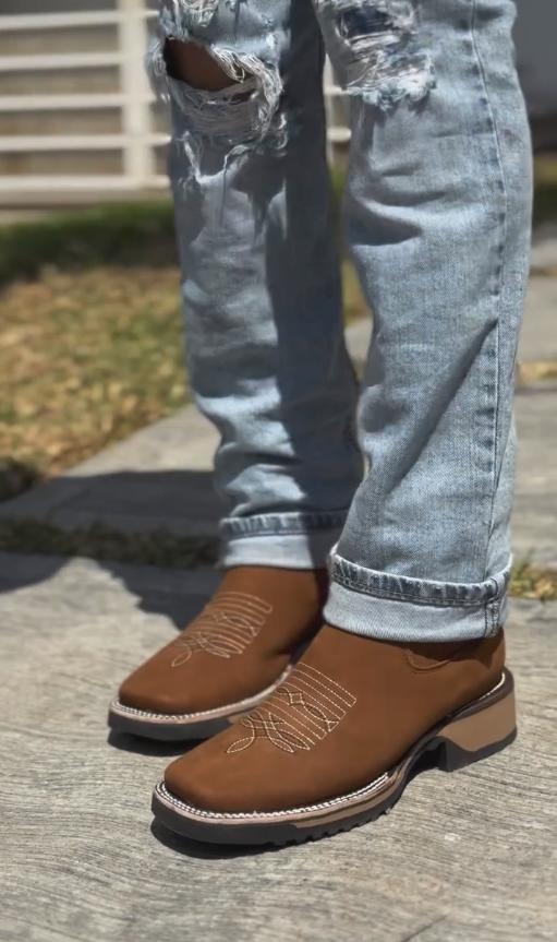 Khaki Embroidered Denim Sport Boots