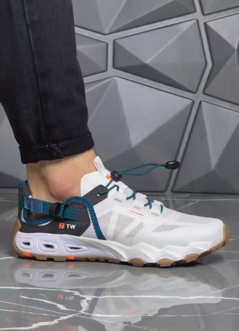 Breathable white tension rope lace-up casual running shoes