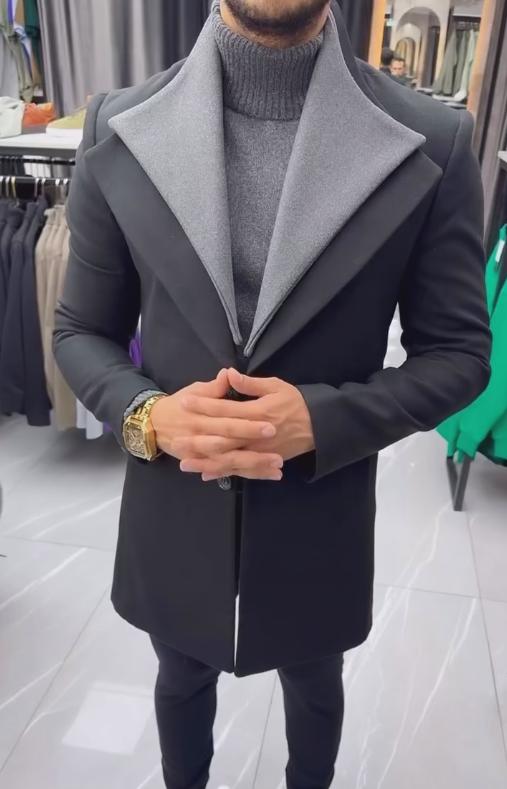 Double collar button-down long coat