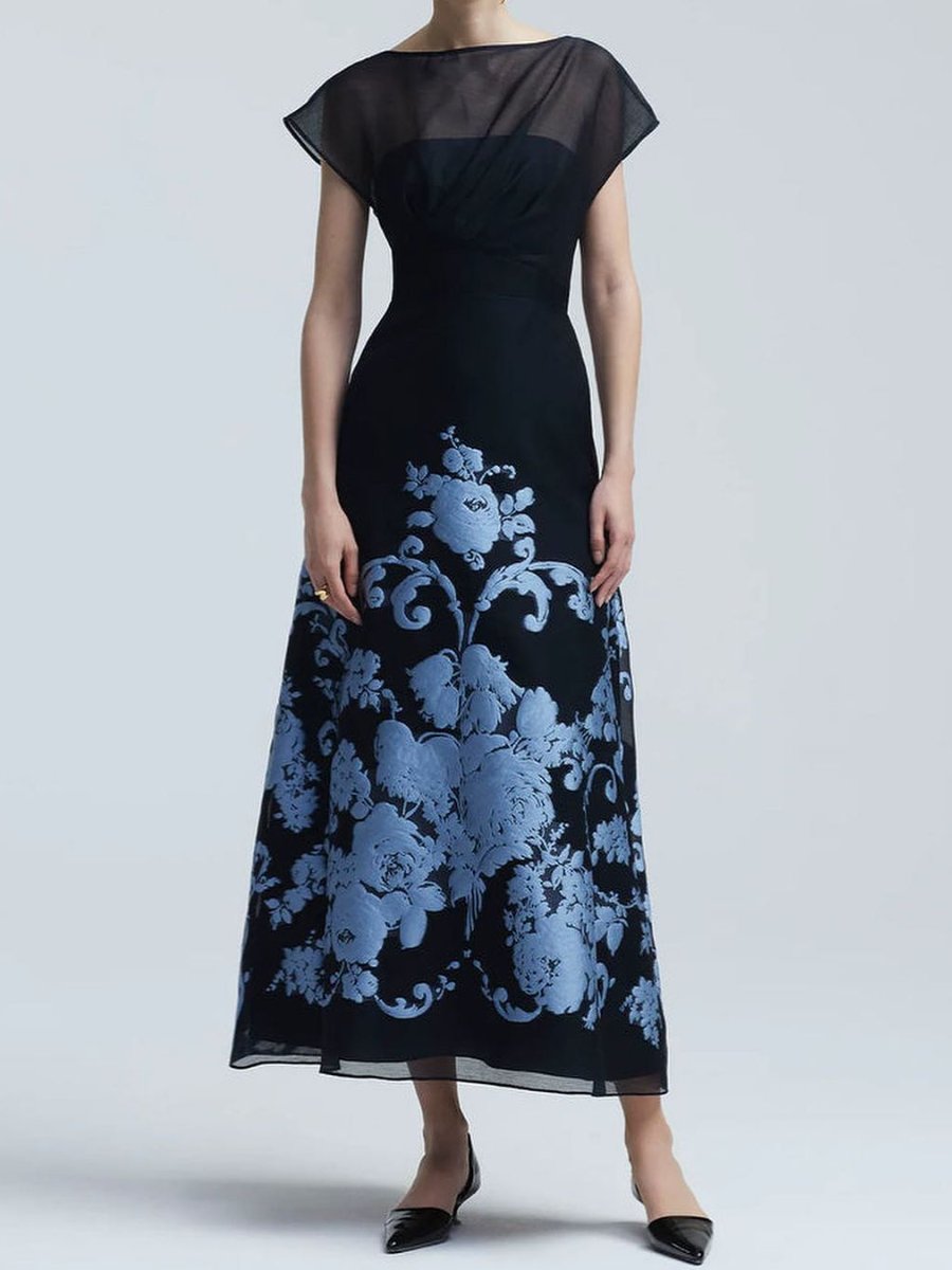 Baroque Floral Maxi Dress For Event