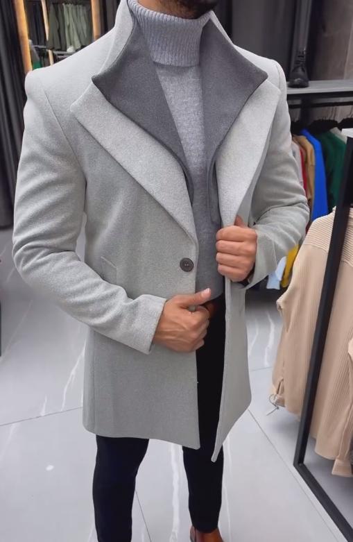 Double collar button-down long coat