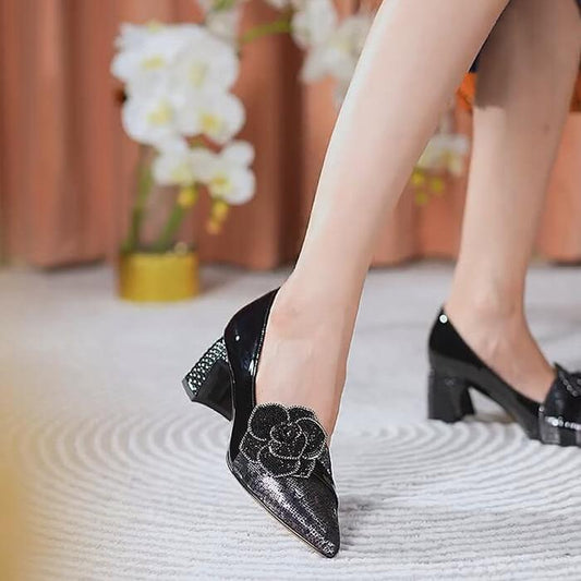 Rhinestone Flower Delicate High Heel Shoes（7cm)