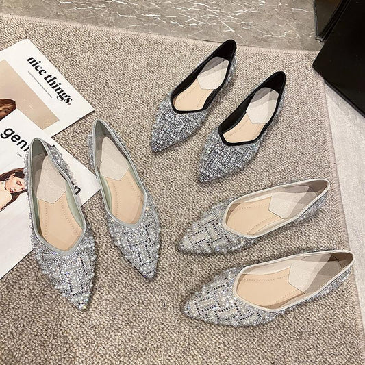 Pearl sequin casual flat shoes