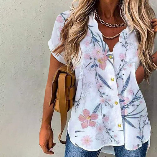 White Buttons Down Short Sleeve Top