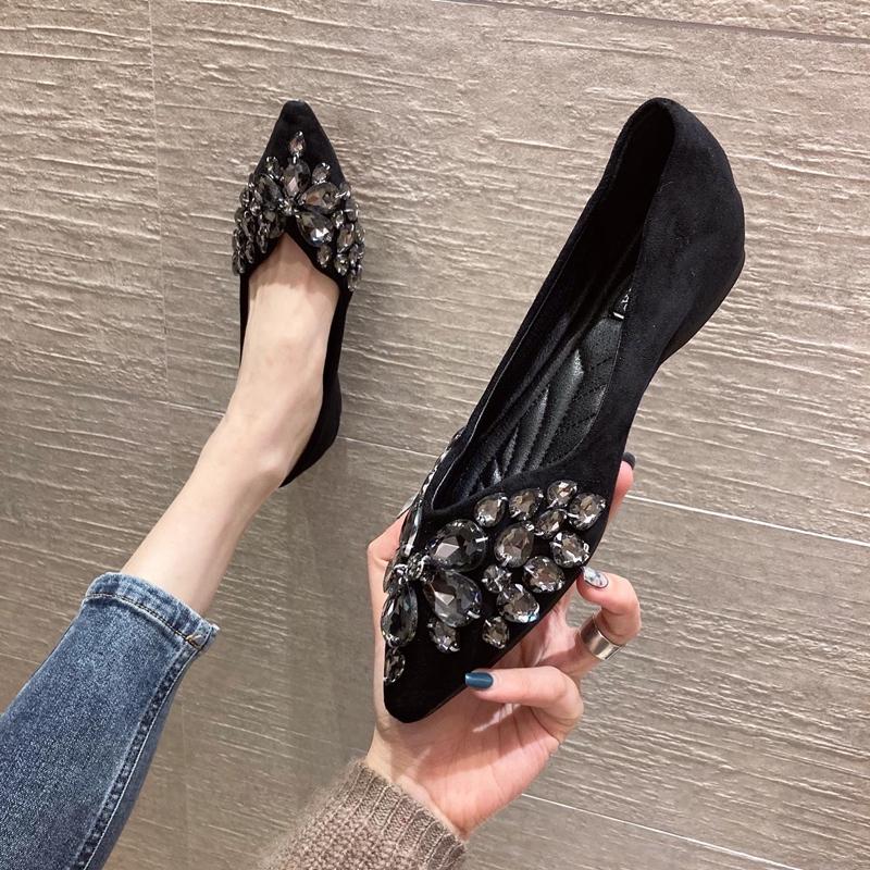 Pointed Toe Crystal Casual Shoes