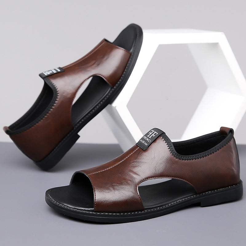Hollow out breathable non-slip casual Italian leather sandals