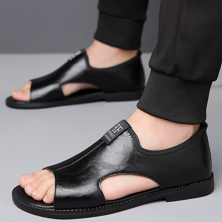 Hollow out breathable non-slip casual Italian leather sandals