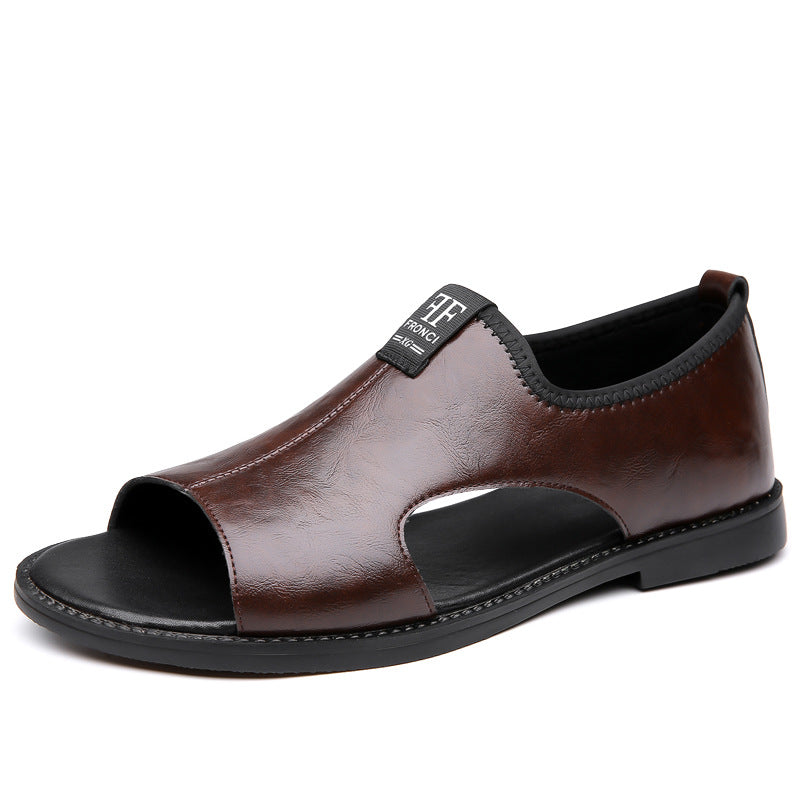 Hollow out breathable non-slip casual Italian leather sandals