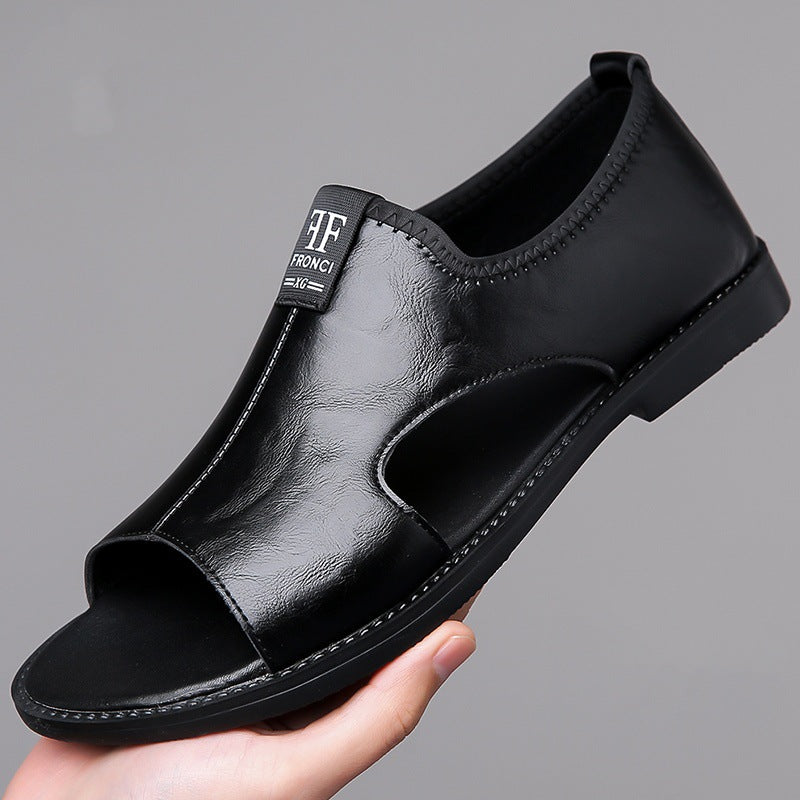 Hollow out breathable non-slip casual Italian leather sandals